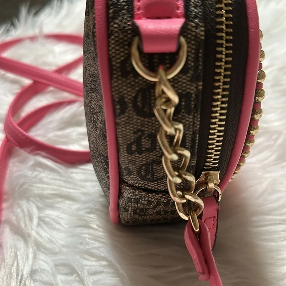 Juicy Couture Love Never Dies Heart Mini Tote Crossbody Brown Pink - Picture 6 of 8